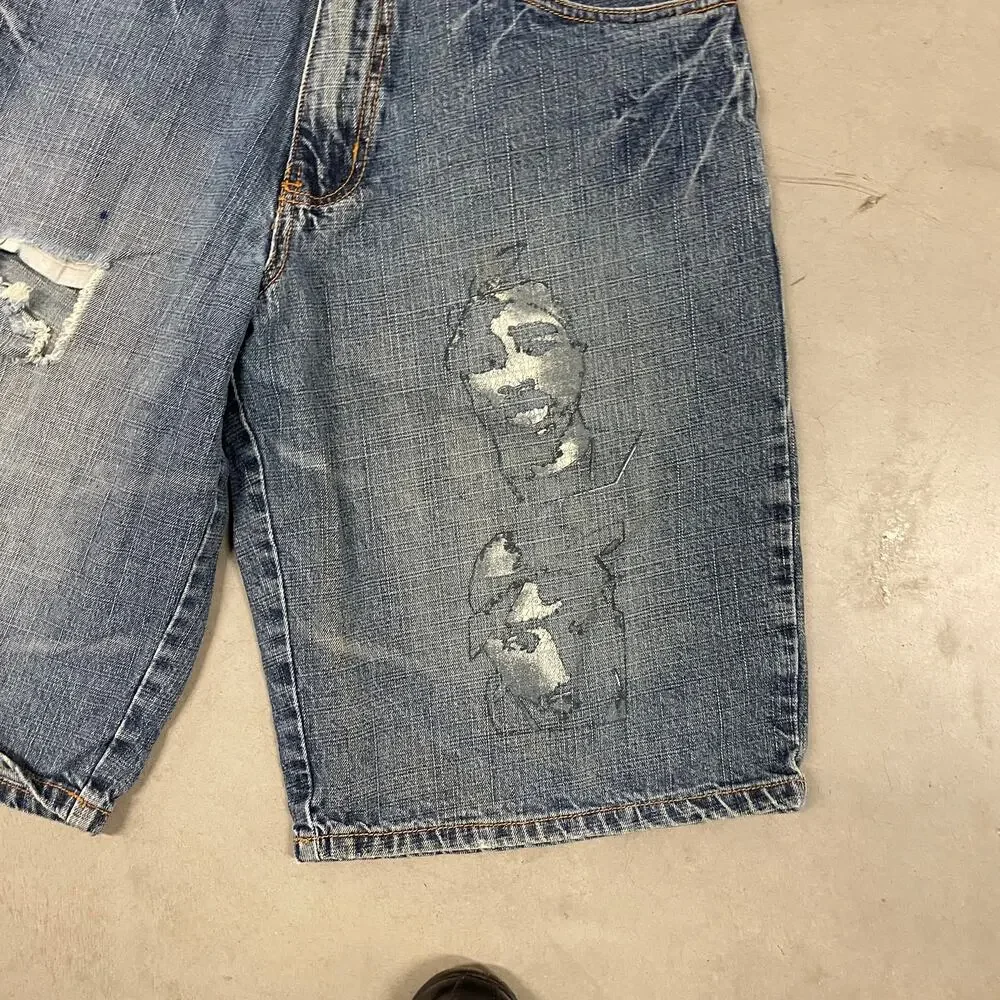 Baggy Y2K Tupac jeans shorts 32